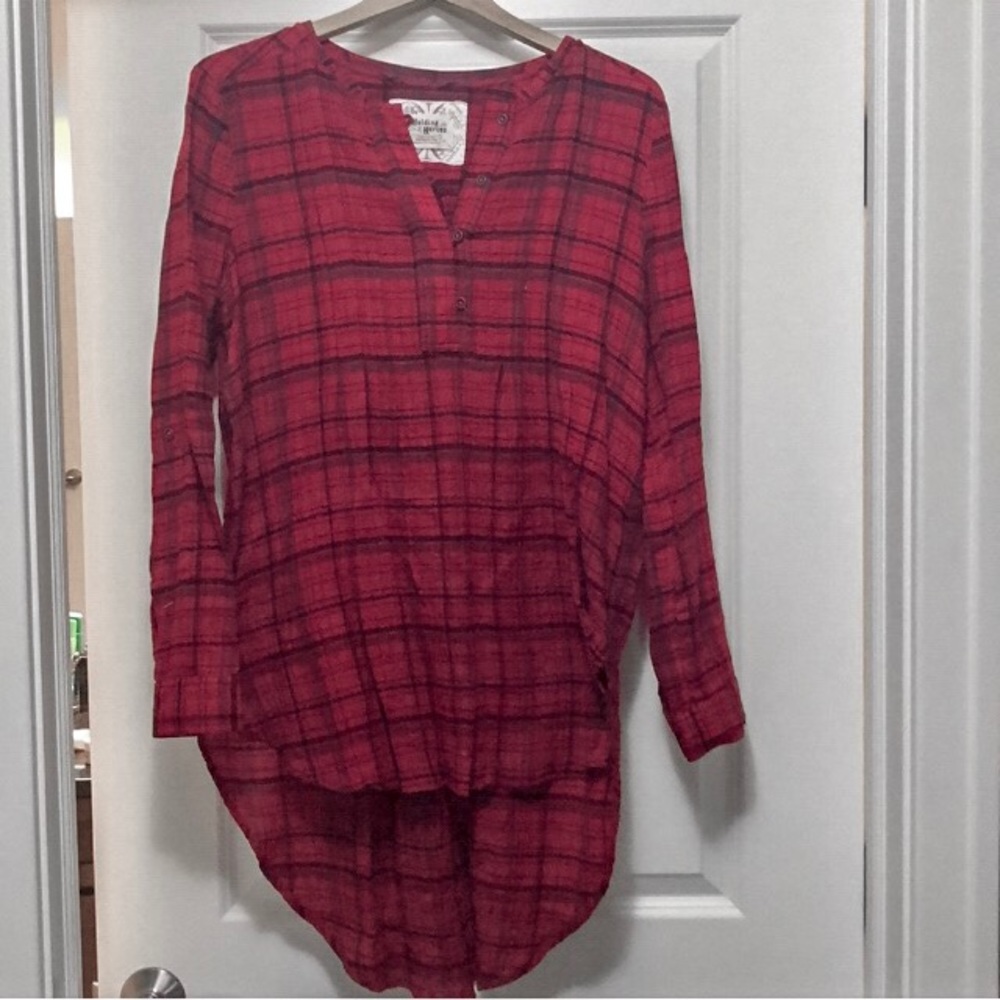 Anthropologie - red plaid tunic